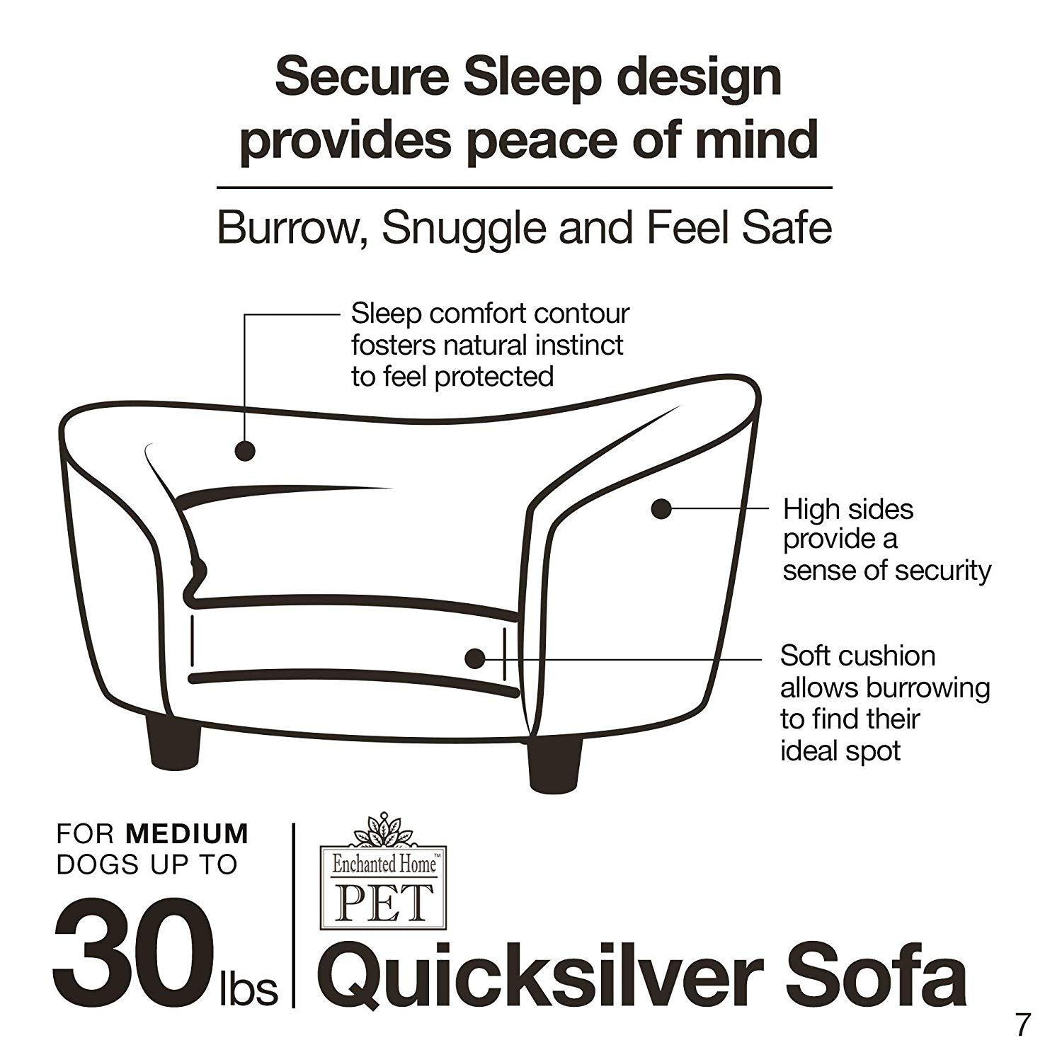 Enchanted Home Pet silver Sofa Dog Bed in Gray