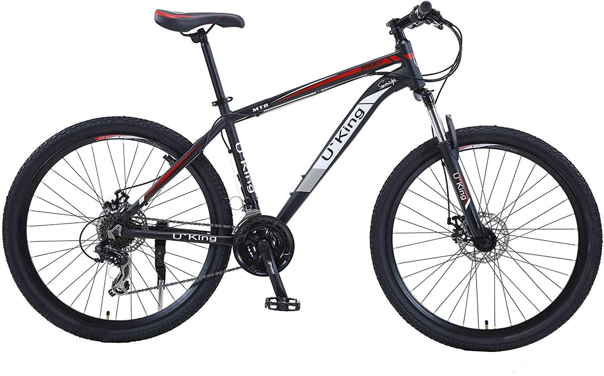 U`Adult Mountain Bike 27.5 Inch,Men Mountain Bike  24-Speed MTB Bikes 17 Inch Aluminum Frame Mountain Bikes for Men with Dual Disc Brake and Full Suspension Fork