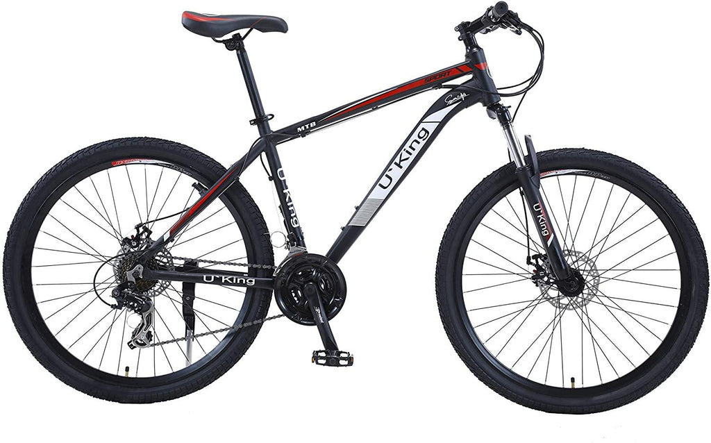 U`Adult Mountain Bike 27.5 Inch,Men Mountain Bike  24-Speed MTB Bikes 17 Inch Aluminum Frame Mountain Bikes for Men with Dual Disc Brake and Full Suspension Fork