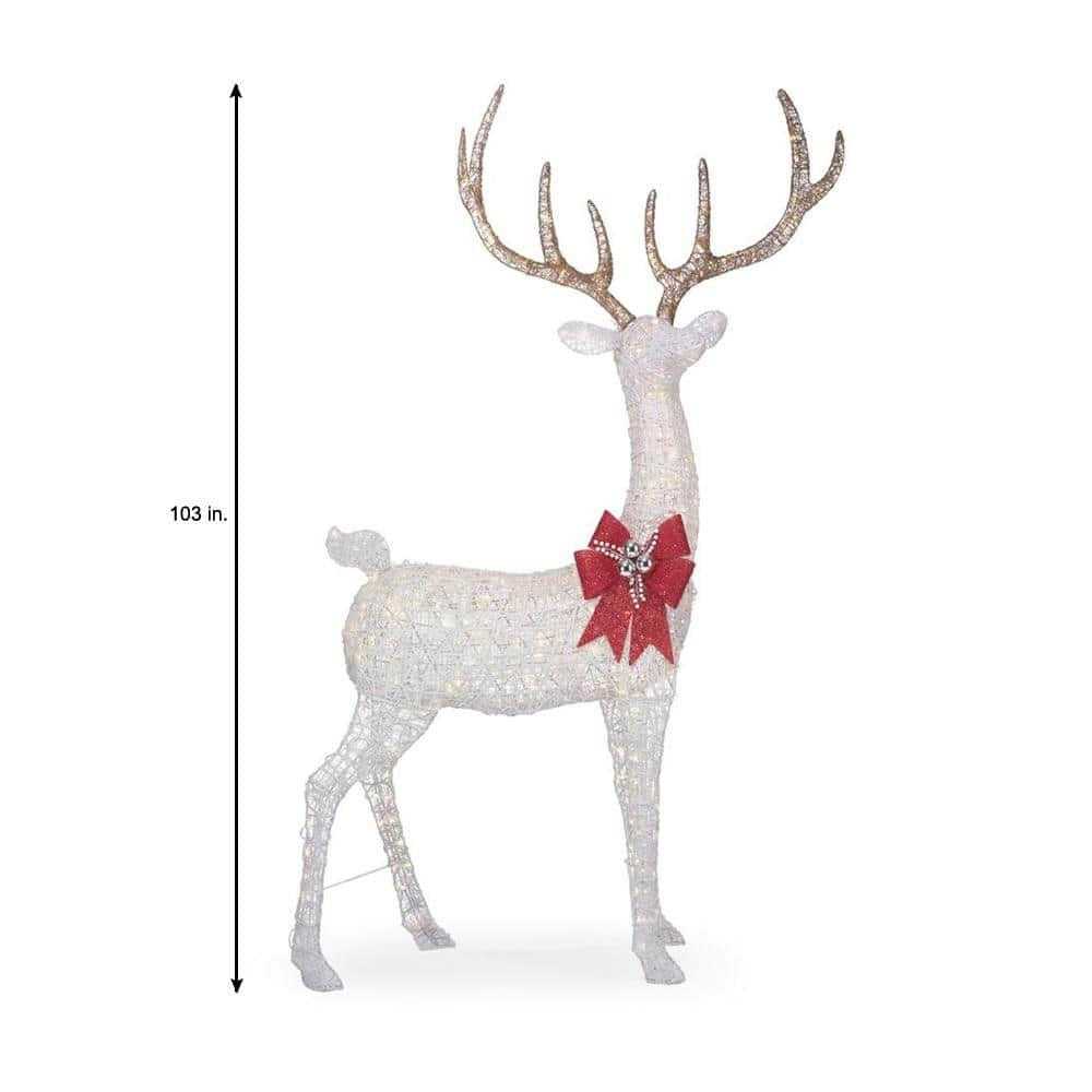 8.5 ft Warm White LED Giant Buck with Bow Holiday Yard Decoration