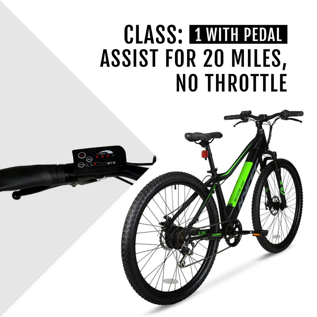 Hyper Bicycles E-Ride Electric Pedal Assist Mountain Bike, 29" Wheels, Black
