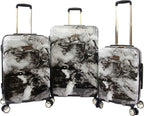 Luggage Teresa 3pc Spinner Suitcase Set, Black Marble, One Size