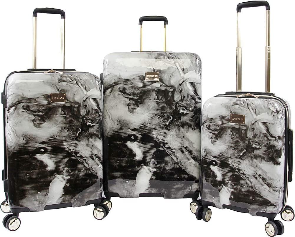 Luggage Teresa 3pc Spinner Suitcase Set, Black Marble, One Size