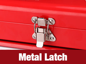 Portable Mini Metal Tool Box with 2 Drawers | Metal Tool Chest, Ball Bearing Slides, Top Storage, Latch Handle, PVC Drawer Liners, PP Feet Pads