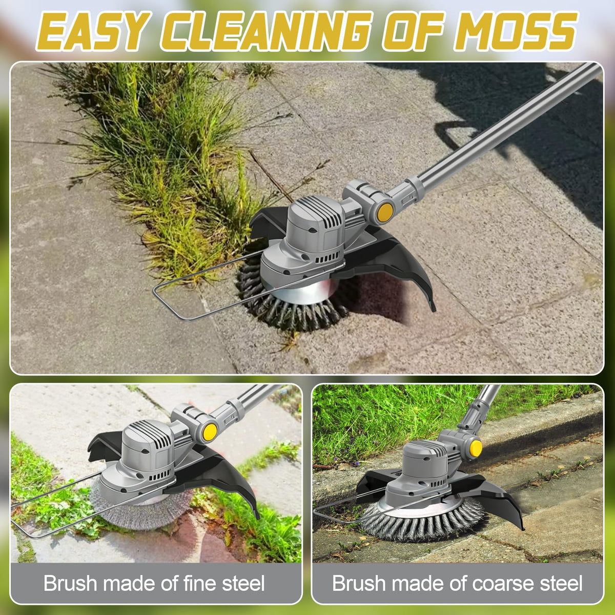 Electric Weed Wacker Cordless,4 in 1 Weed Eater Battery Powered Brush Cutter,9''Grass Trimmer Stringless Weed Trimmer Lawn Mower Edger Metal Blade Battery(2 x 21V 4.0Ah Batteries &amp; Charger)