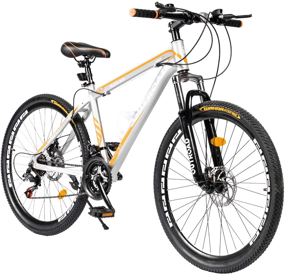 Max4out Mountain Bike 26-inch 27.5-inch Wheels, 21 Speed with High Carbon Steel Frame, Double Disc Brake, Front Suspension Anti-Slip Bikes