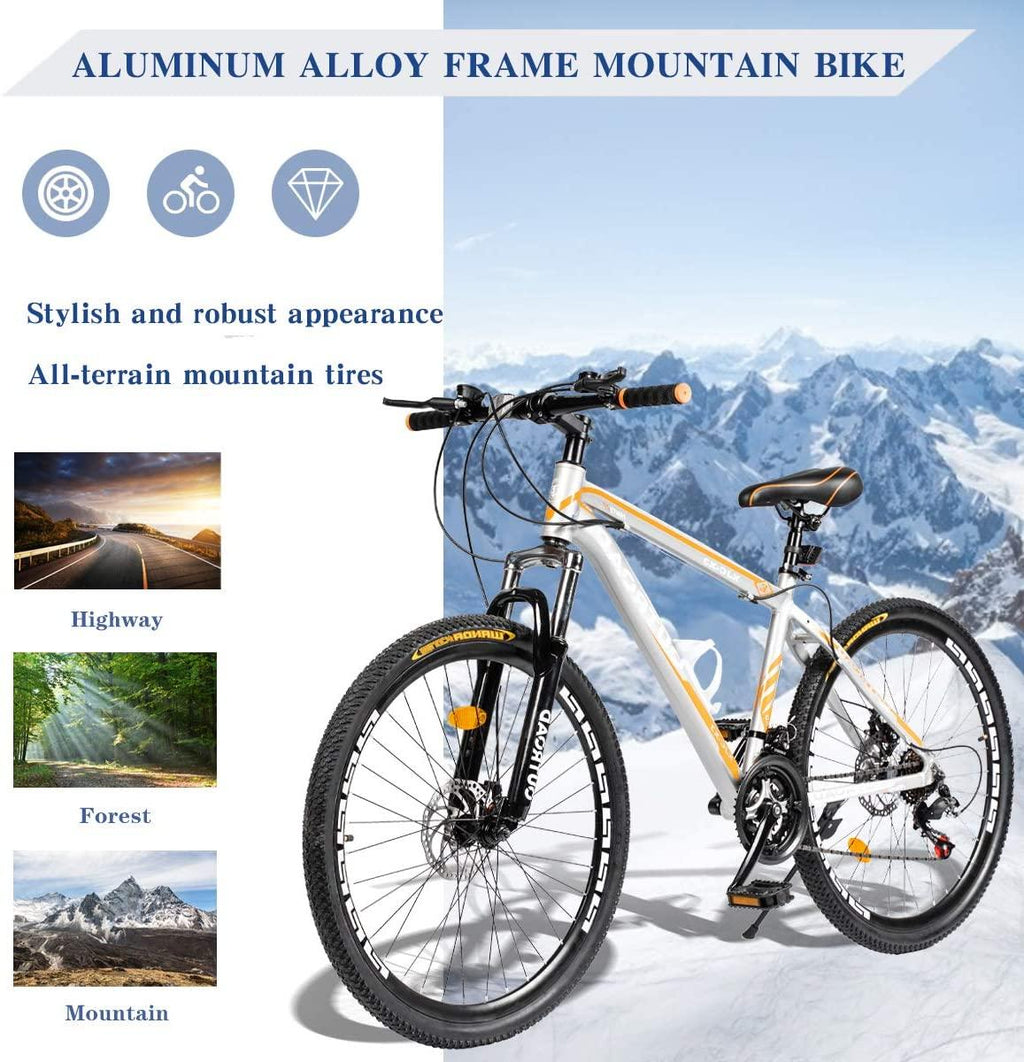 Max4out Mountain Bike 26-inch 27.5-inch Wheels, 21 Speed with High Carbon Steel Frame, Double Disc Brake, Front Suspension Anti-Slip Bikes