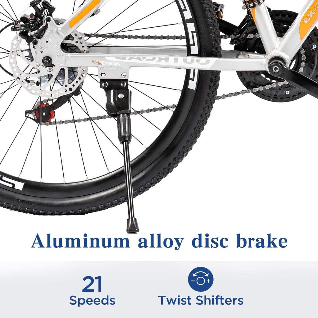 Max4out Mountain Bike 26-inch 27.5-inch Wheels, 21 Speed with High Carbon Steel Frame, Double Disc Brake, Front Suspension Anti-Slip Bikes