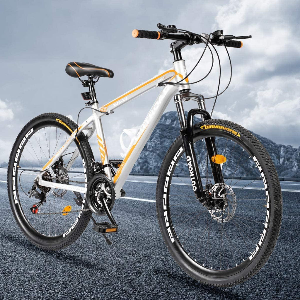 Max4out Mountain Bike 26-inch 27.5-inch Wheels, 21 Speed with High Carbon Steel Frame, Double Disc Brake, Front Suspension Anti-Slip Bikes