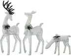 Set of 3 Lighted White Deer Family Buck Doe Fawn Sculpture Decoration Pre Lit Display Outdoor Christmas Yard Decoration Garden Yard Art Holiday Winter Display