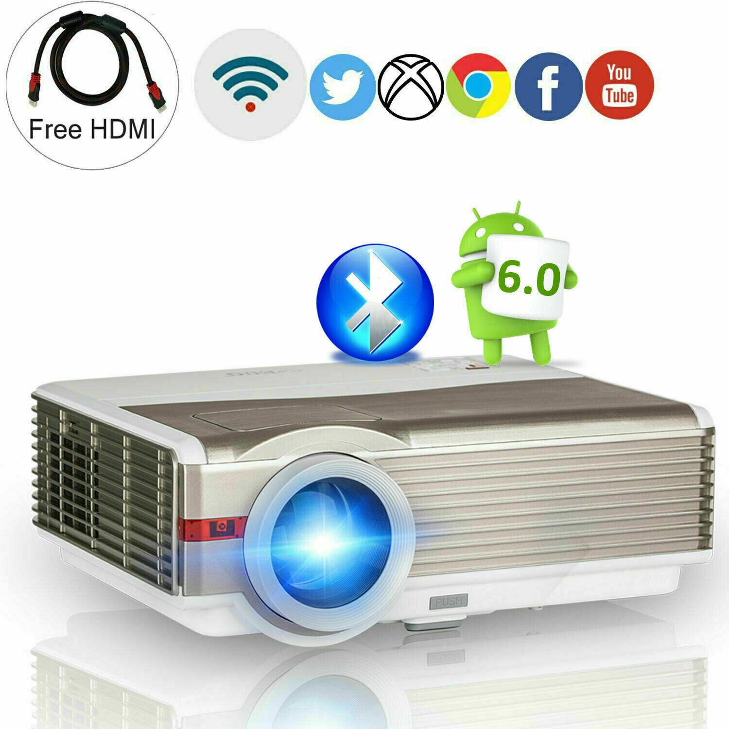 8000lms wifi android projector home theater wireless airplay for ios online tv