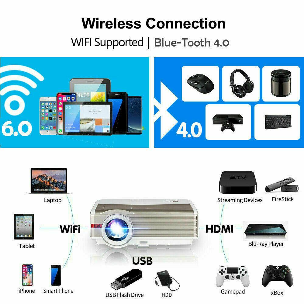 8000lms wifi android projector home theater wireless airplay for ios online tv