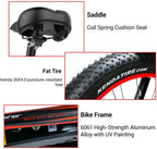 Cyrusher XF650 1000W Electric Mountain Bike 264 inch Fat Tire e-Bike 7 Speeds Beach Cruiser Mens Sports Mountain Bike for Adults,48V 13AH Lithium Battery Beach Cruiser for Adults