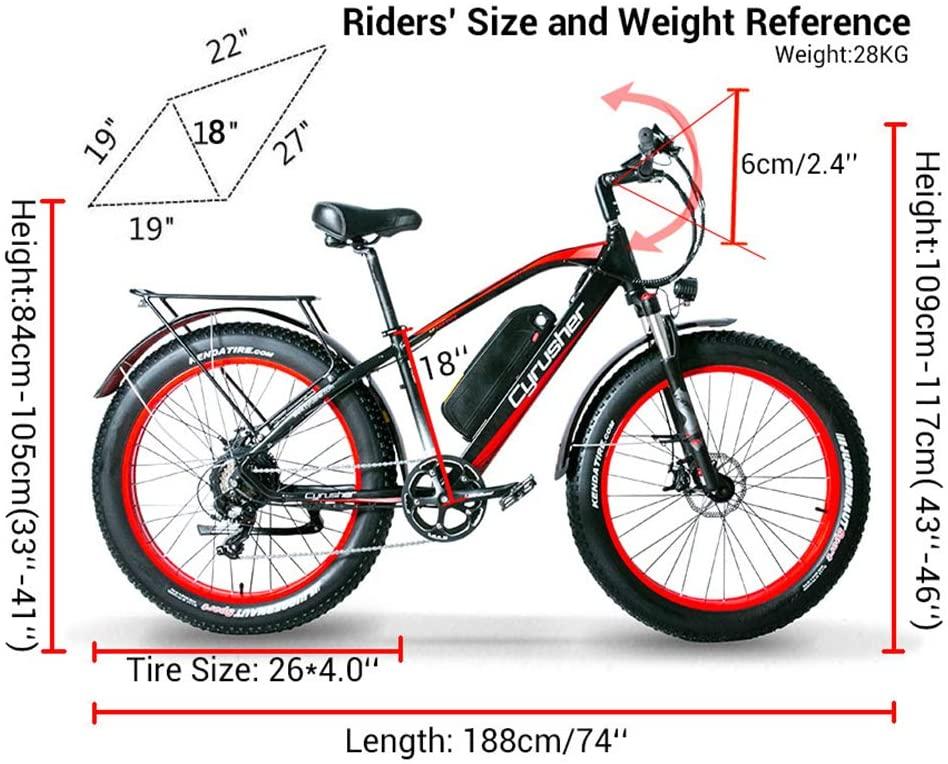 Cyrusher XF650 1000W Electric Mountain Bike 264 inch Fat Tire e-Bike 7 Speeds Beach Cruiser Mens Sports Mountain Bike for Adults,48V 13AH Lithium Battery Beach Cruiser for Adults