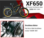 Cyrusher XF650 1000W Electric Mountain Bike 264 inch Fat Tire e-Bike 7 Speeds Beach Cruiser Mens Sports Mountain Bike for Adults,48V 13AH Lithium Battery Beach Cruiser for Adults