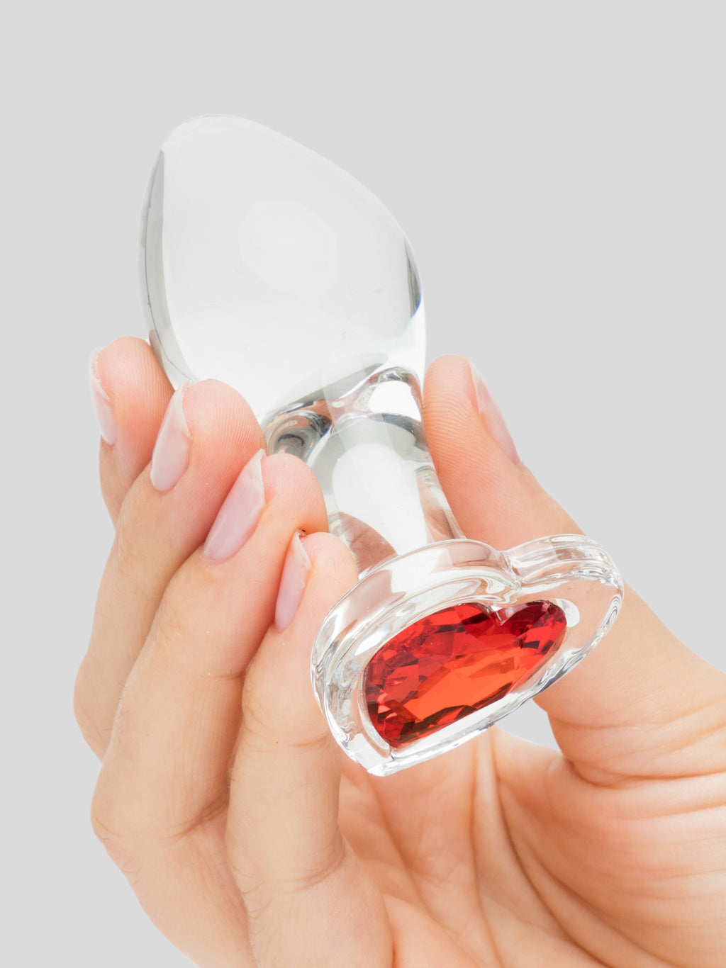 Lovehoney Sensual Glass Jeweled Heart Butt Plug 3 Inch, Clear