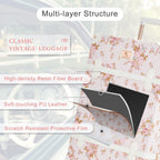 2 Piece  Luggage Set Women Cute Carry on Suitcase with Hat Box Cosmetic Case (pink floral, 20in+12in)