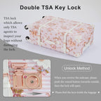 Women Luxury  Trunk Luggage TSA-Approved Cute Spinner Suitcase (Pink Floral, 26")