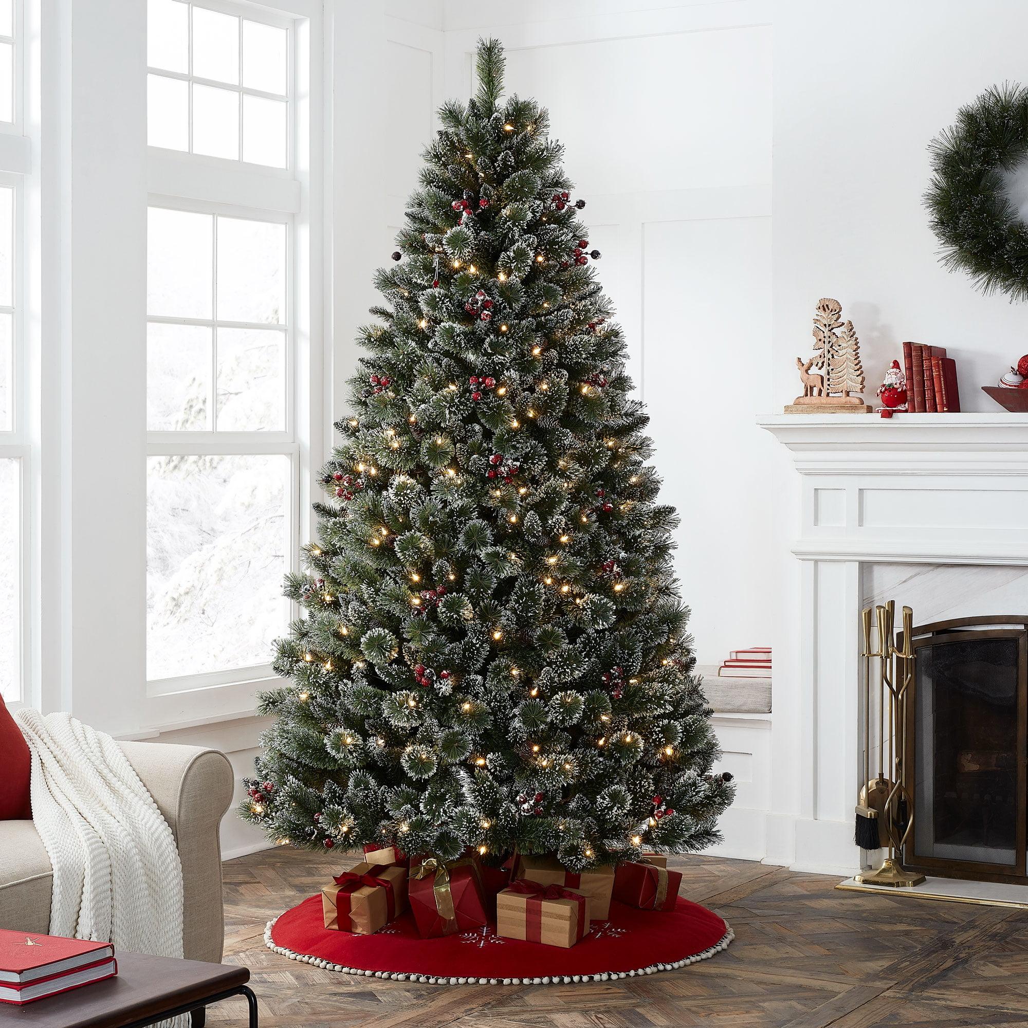 Holiday Time 7.5-Foot Pre-Lit Glittering Frost Pine Tree