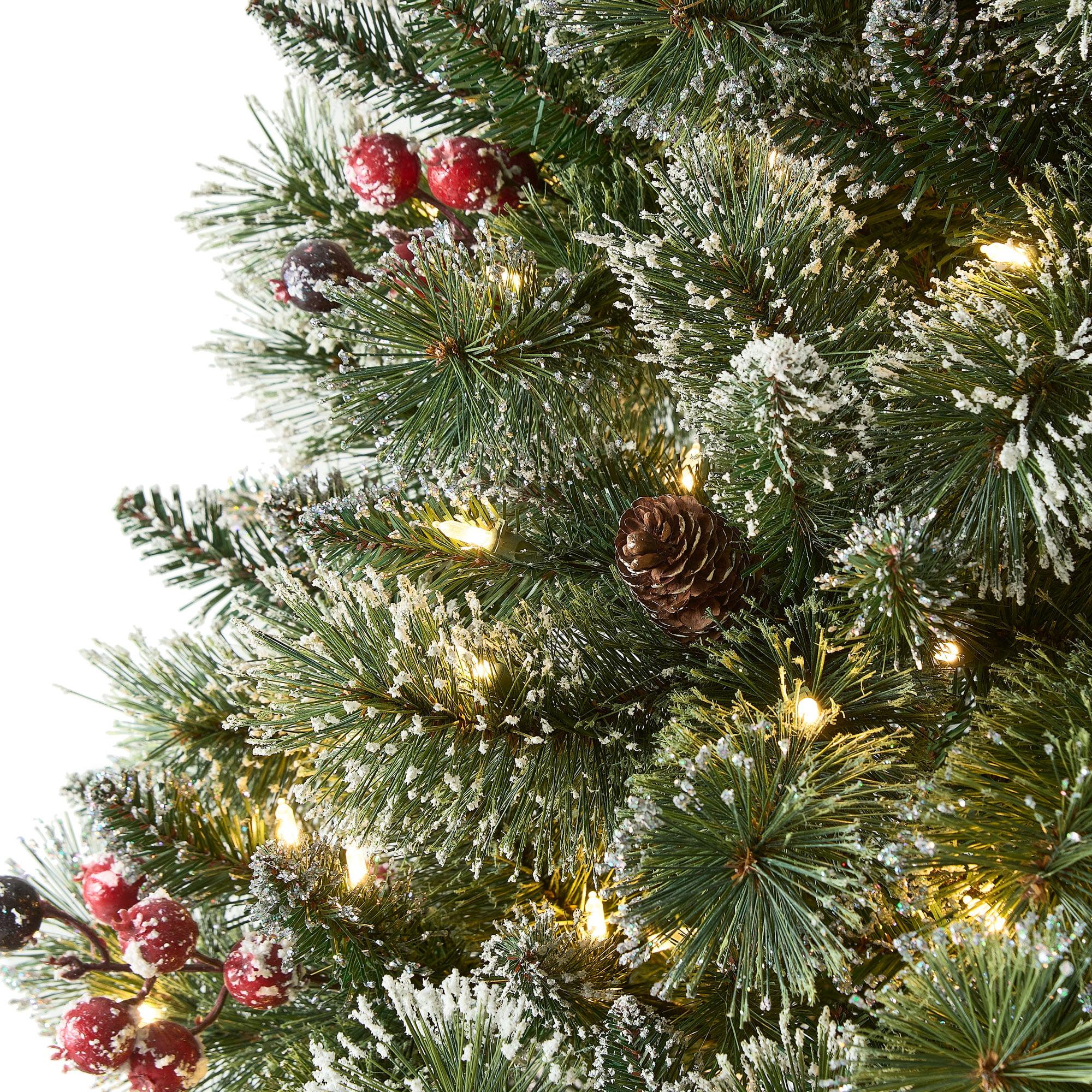 Holiday Time 7.5-Foot Pre-Lit Glittering Frost Pine Tree