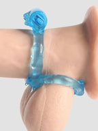 BASICS Vibrating Twin Cock Ring, Blue