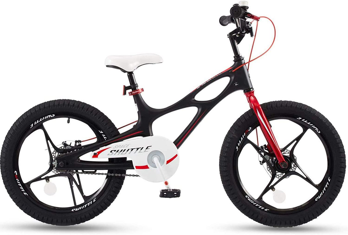 RoyalBaby Kids Bike Boys Girls Space Shuttle Black 18 Inch Magnesium 2 Hand Disc Brakes Kickstand