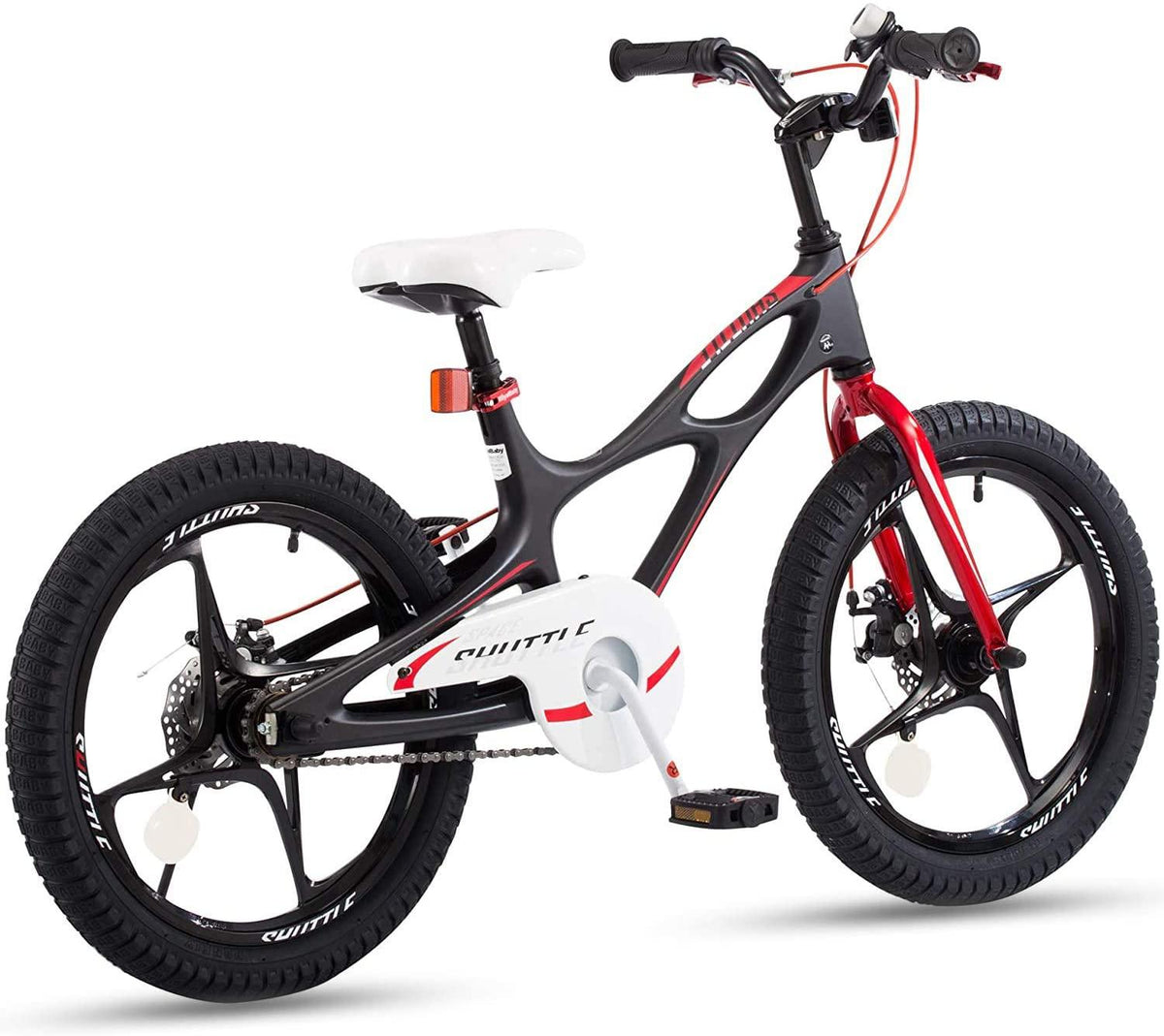 RoyalBaby Kids Bike Boys Girls Space Shuttle Black 18 Inch Magnesium 2 Hand Disc Brakes Kickstand