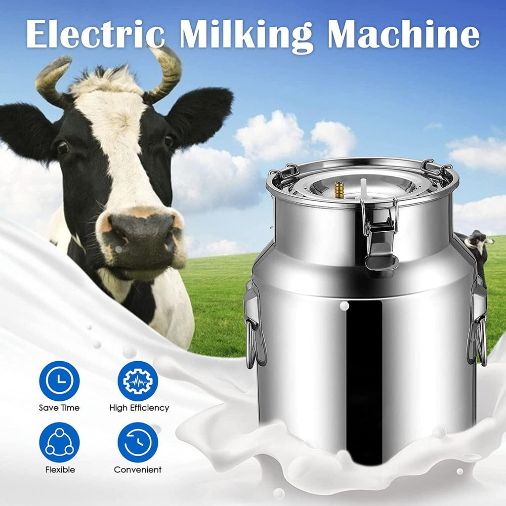 huidazhou cow milking machine pump milker machine, 7l auto-stop device for cow livestock household farm, stainless steel food grade bucket milking device