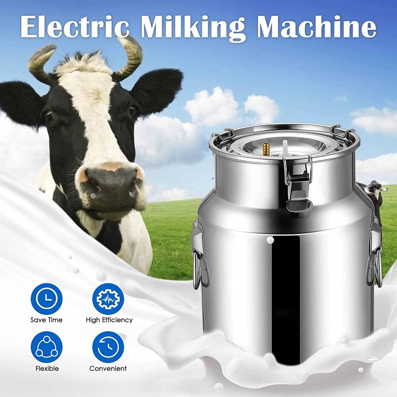huidazhou cow milking machine pump milker machine, 7l auto-stop device for cow livestock household farm, stainless steel food grade bucket milking device