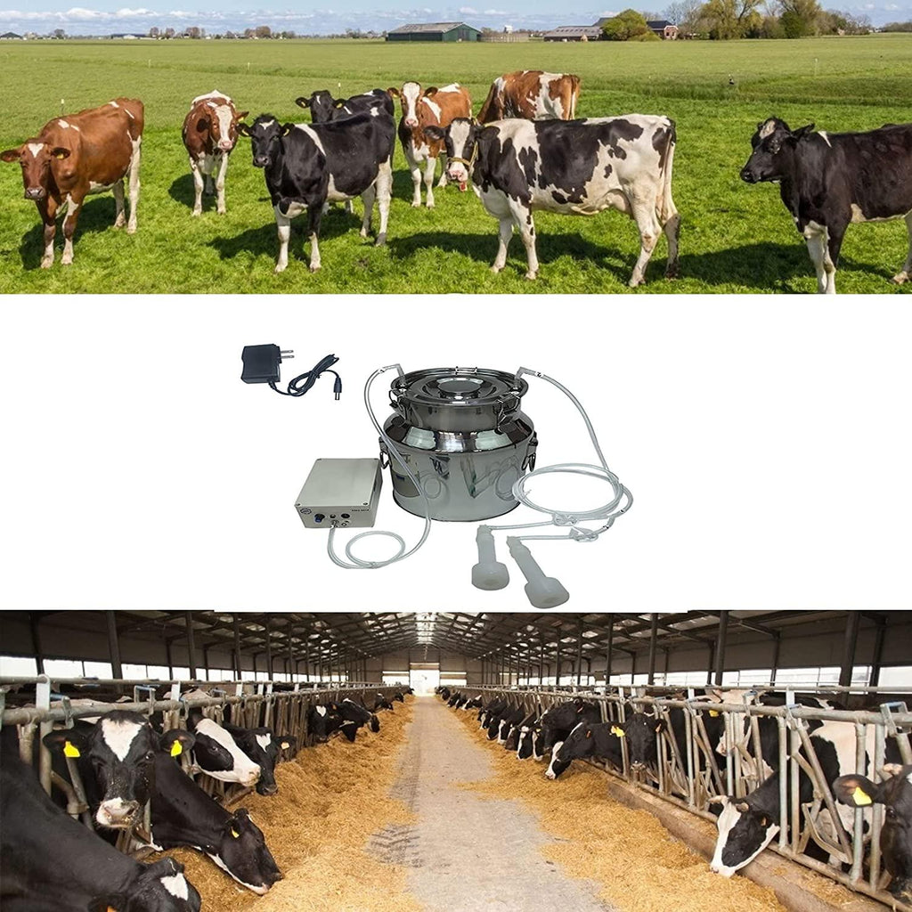 huidazhou cow milking machine pump milker machine, 7l auto-stop device for cow livestock household farm, stainless steel food grade bucket milking device