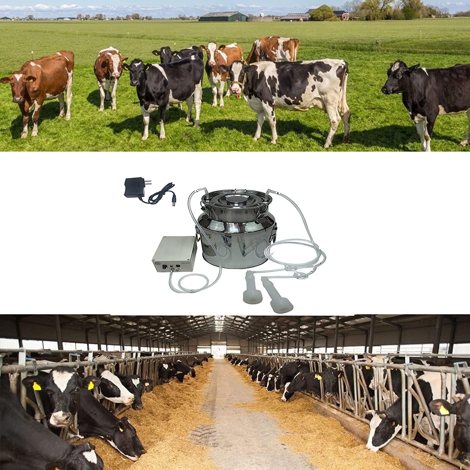 huidazhou cow milking machine pump milker machine, 7l auto-stop device for cow livestock household farm, stainless steel food grade bucket milking device