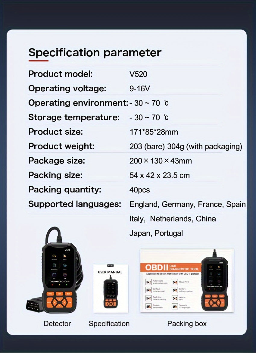 OBD2 Car Scanner Diagnostic Scan Tool, Professional Mechanic Vehicle Fault Code Reader,Auto Read Fault Code Check Engine Light For OBDII Protocol Cars