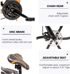 Outroad Folding Mountain Bike 6 Spoke 21 Speed 26 inch Wheel Double Disc Brakes Full Suspension Anti-Slip, Orange