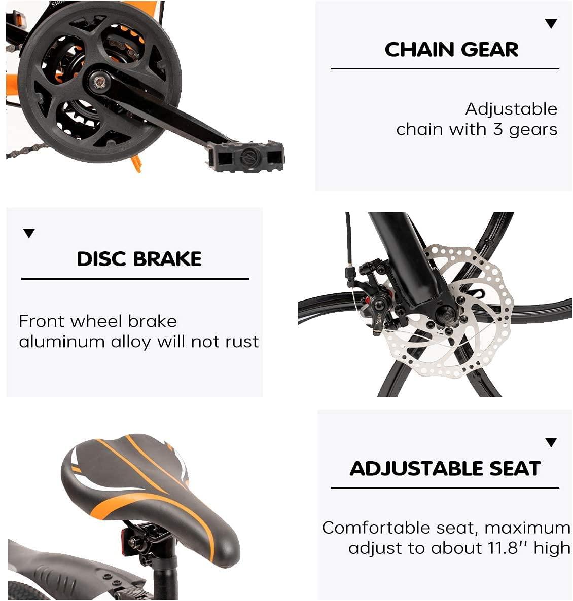 Outroad Folding Mountain Bike 6 Spoke 21 Speed 26 inch Wheel Double Disc Brakes Full Suspension Anti-Slip, Orange