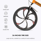 Outroad Folding Mountain Bike 6 Spoke 21 Speed 26 inch Wheel Double Disc Brakes Full Suspension Anti-Slip, Orange