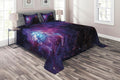 Galaxy Coverlet Set Size, Starry Night Nebula Cloud Celestial Theme ImaSpace Art Elements Print, Quilted 3 Piece Decor Bedspread Set with 2 Pillow Shams, Black Purple Blue, by Ambesonne