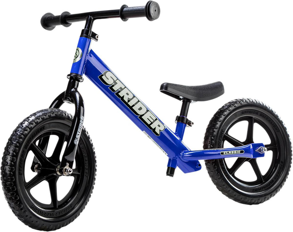 Strider 2-in-1 RocBase and 12" Classic  Bike Blue Combo, Ages 6-24 Months