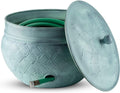LifeSmart Garden Hose Pot Storage Holder with Copper Accents 16 x 12 Inches (Green)