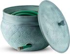 LifeSmart Garden Hose Pot Storage Holder with Copper Accents 16 x 12 Inches (Green)