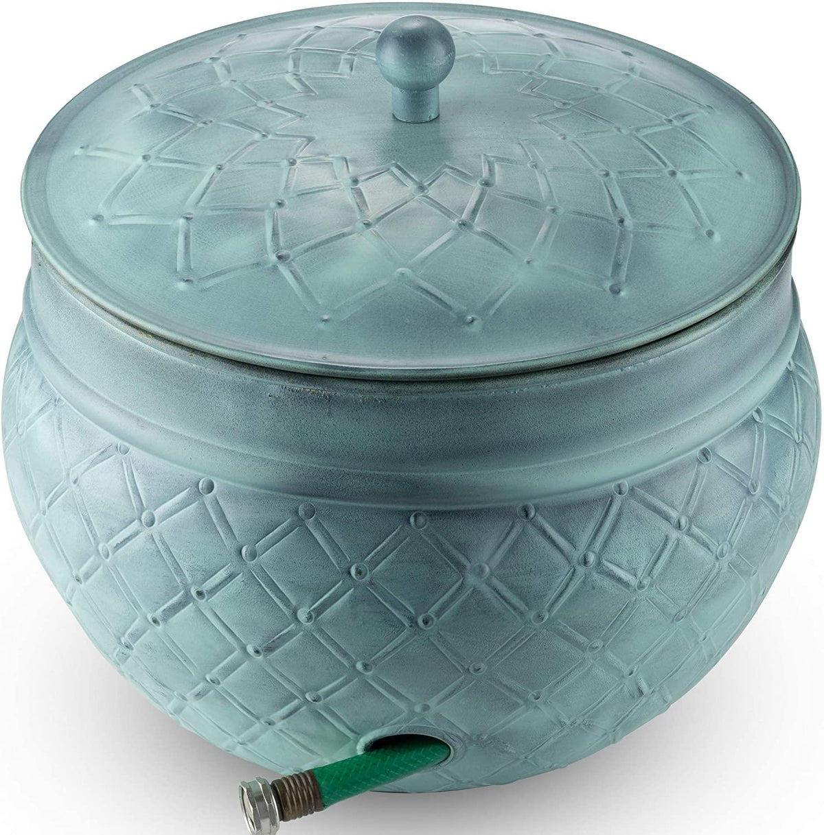 LifeSmart Garden Hose Pot Storage Holder with Copper Accents 16 x 12 Inches (Green)