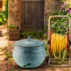 LifeSmart Garden Hose Pot Storage Holder with Copper Accents 16 x 12 Inches (Green)