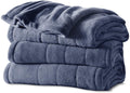 Sunbeam Microplush Heated Blanket  Queen  HeritaBlue