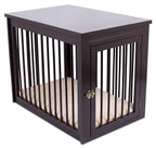 Internet's Best Decorative Dog Kennel with Pet Bed - Wooden Dog House - LarIndoor Pet Crate Side Table - Espresso