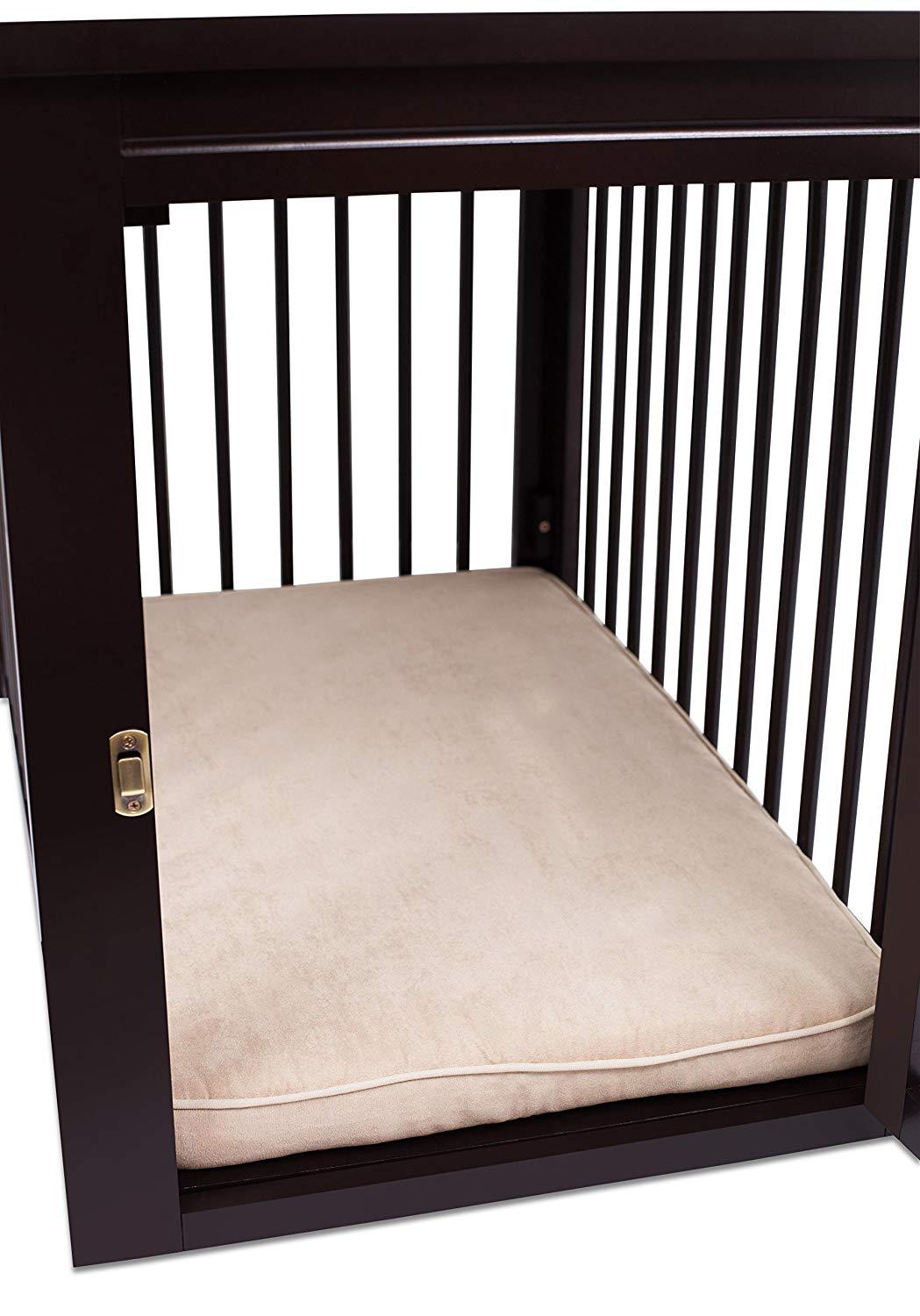 Internet's Best Decorative Dog Kennel with Pet Bed - Wooden Dog House - LarIndoor Pet Crate Side Table - Espresso