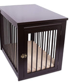 Internet's Best Decorative Dog Kennel with Pet Bed - Wooden Dog House - LarIndoor Pet Crate Side Table - Espresso