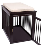 Internet's Best Decorative Dog Kennel with Pet Bed - Wooden Dog House - LarIndoor Pet Crate Side Table - Espresso