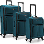 Anzio Softside Expandable Spinner Luggage, Teal, 3-Piece Set (22/26/30)