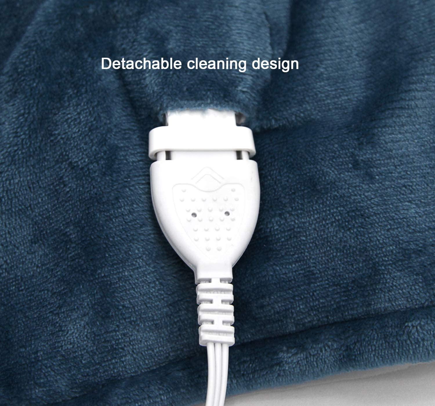 Electric Blanket Washable with Dual Controllers, Heated Sherpa &amp; Reversible Flannel Warm Blanket Throw, Oversized Fast Heating with 10 Settings/Safety 10 Hours Auto-Off(100X90'' Navy Blue)