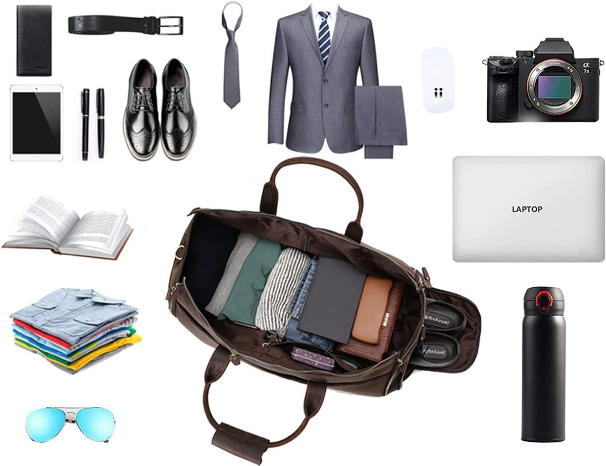 Carry On Garment Bag, UBANT Convertible Garment Bag with Shoes Compartment  Full Grain Leather Travel Weekender Overnight Large Duffel Bag 2 in 1 Hanging Suitcase Suit Travel Bags for Men