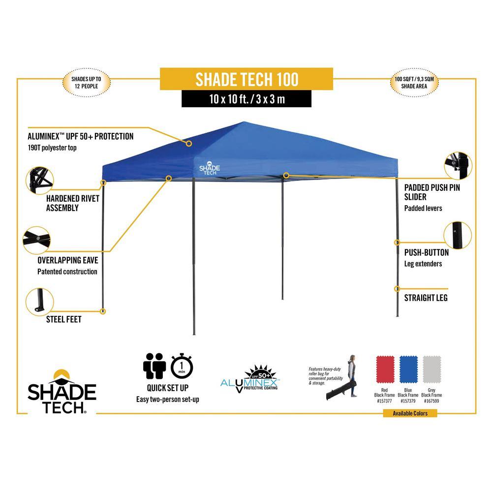ST100 Shade Tech 10 ft. x 10 ft. Grey Straight Leg Canopy